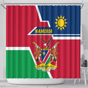 Namibia Independence Day Shower Curtain with Coat of Arms in Unique Style