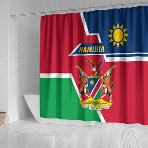 Namibia Independence Day Shower Curtain with Coat of Arms in Unique Style