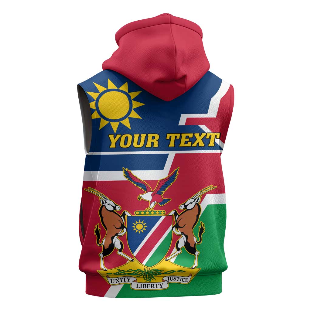 Namibia Independence Day Sleeveless Hoodie with Coat of Arms in Unique Style - African Pride