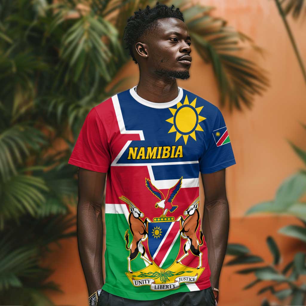 Namibia Independence Day T shirt with Coat of Arms in Unique Style