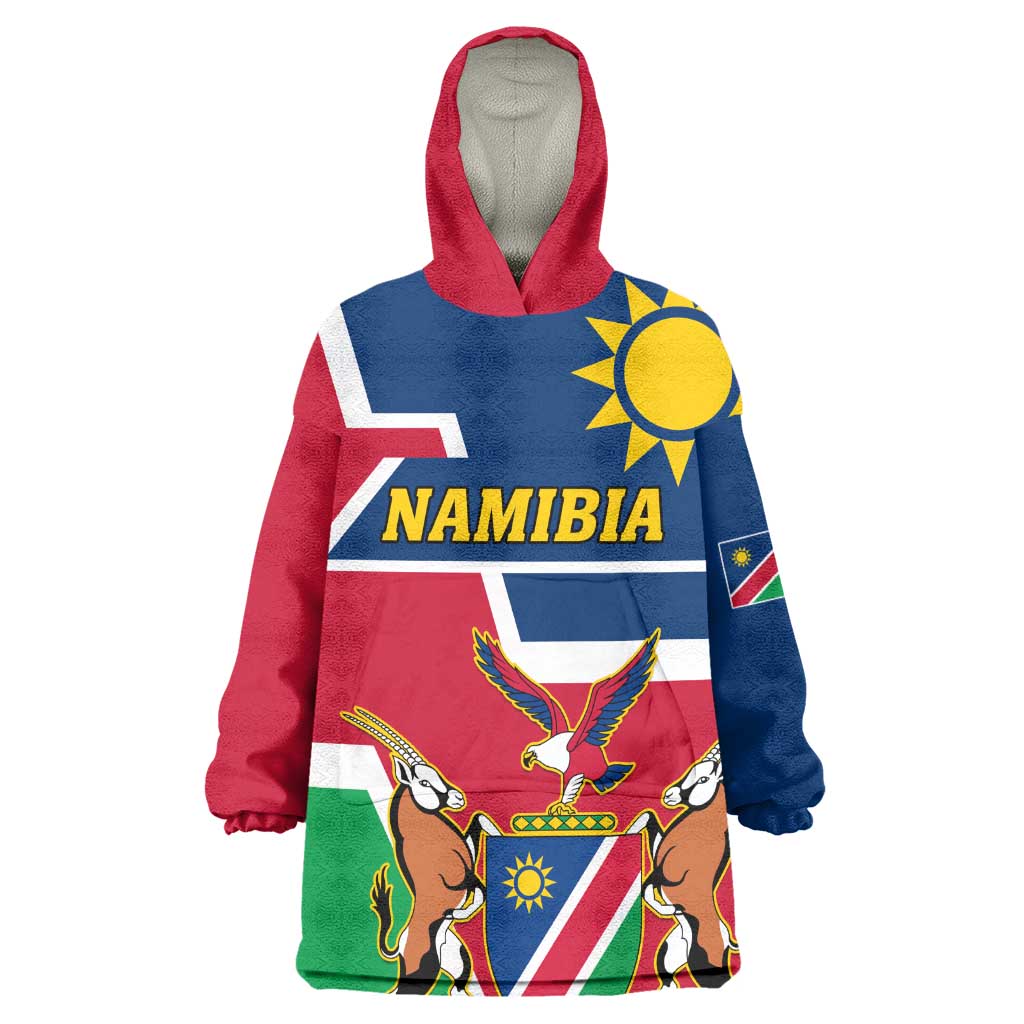 Namibia Independence Day Wearable Blanket Hoodie with Coat of Arms in Unique Style