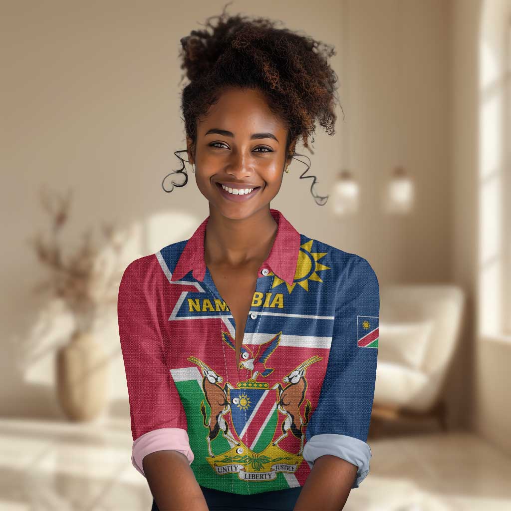 Namibia Independence Day Women Casual Shirt with Coat of Arms in Unique Style