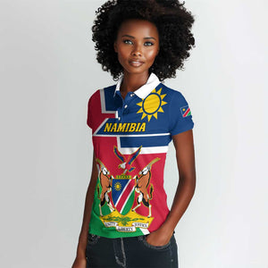 Namibia Independence Day Women Polo Shirt with Coat of Arms in Unique Style