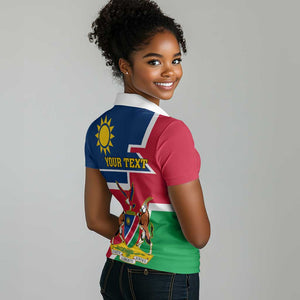 Namibia Independence Day Women Polo Shirt with Coat of Arms in Unique Style