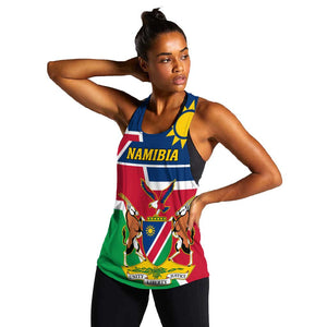 Namibia Independence Day Women Racerback Tank with Coat of Arms in Unique Style