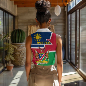 Namibia Independence Day Women Sleeveless Polo Shirt with Coat of Arms in Unique Style