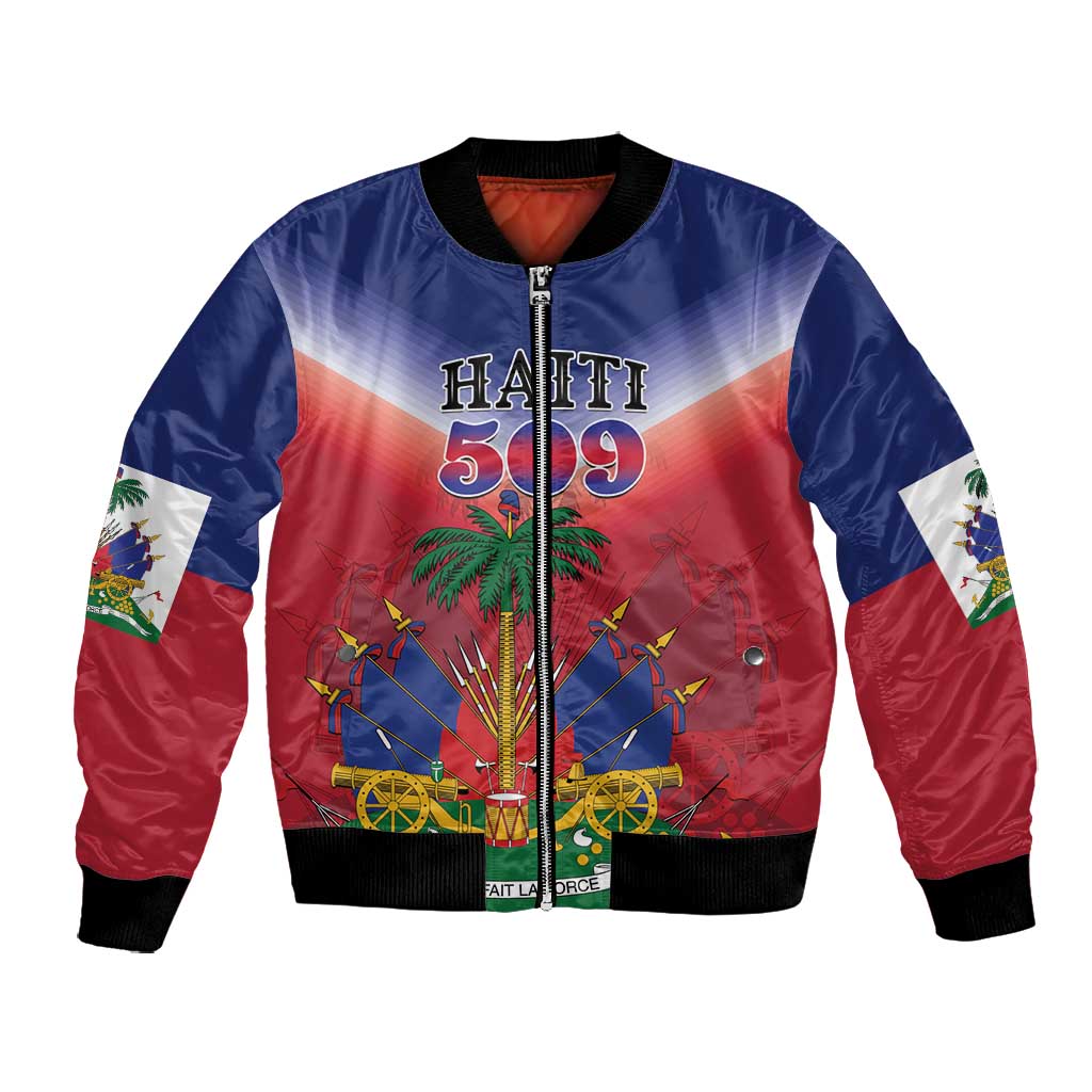 Personalized Afro Haiti 509 Bomber Jacket Repiblik d Ayiti