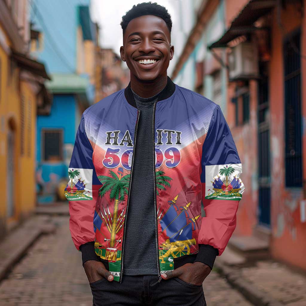 Personalized Afro Haiti 509 Bomber Jacket Repiblik d Ayiti