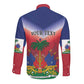 Personalized Afro Haiti 509 Long Sleeve Button Shirt Repiblik d Ayiti