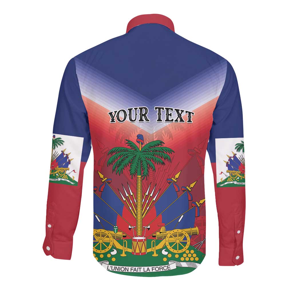 Personalized Afro Haiti 509 Long Sleeve Button Shirt Repiblik d Ayiti