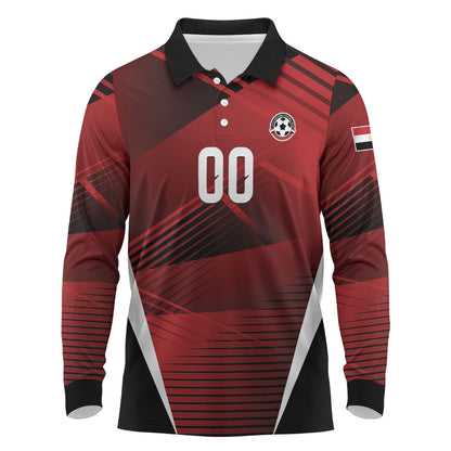 Custom Egypt 2026 World Football Long Sleeve Polo Shirt Yalla Masr The Pharaohs