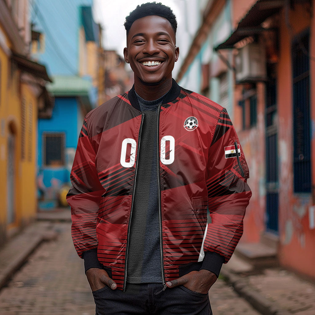 Custom Egypt 2026 World Football Sleeve Zip Bomber Jacket Yalla Masr The Pharaohs