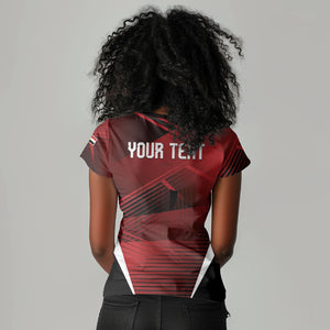Custom Egypt 2026 World Football Women V-Neck T-Shirt Yalla Masr The Pharaohs