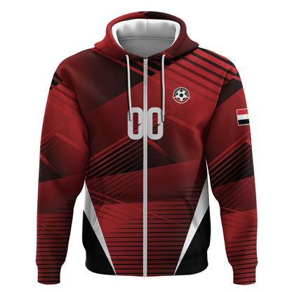 Custom Egypt 2026 World Football Zip Hoodie Yalla Masr The Pharaohs