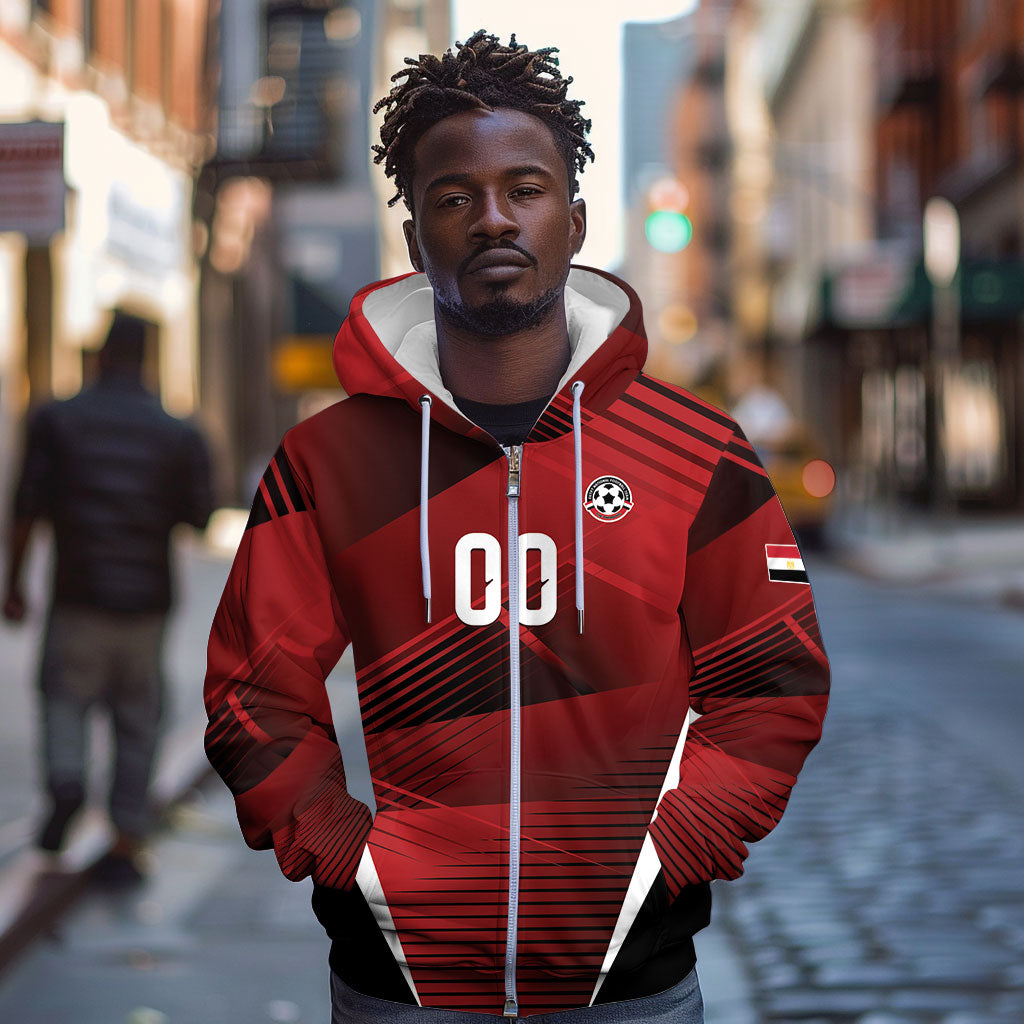 Custom Egypt 2026 World Football Zip Hoodie Yalla Masr The Pharaohs