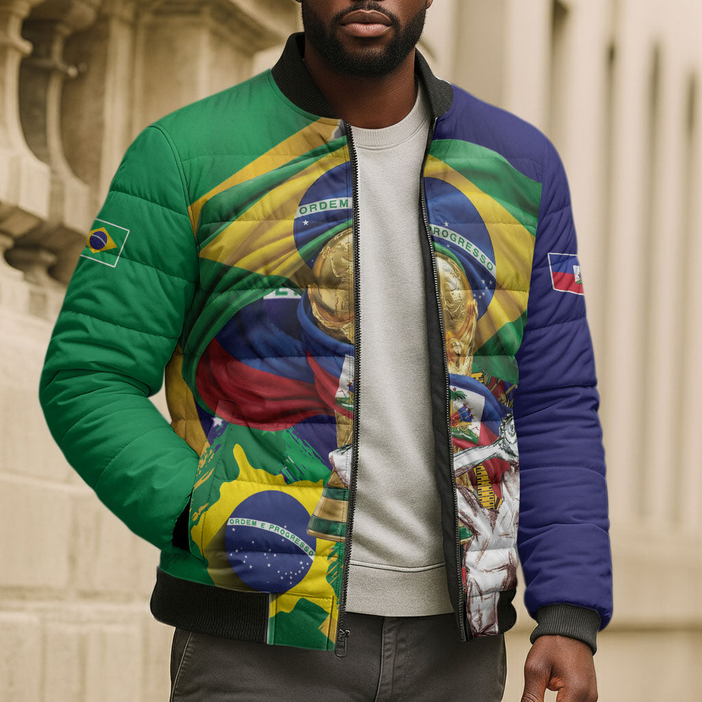 Personalized Brazil Haiti 2026 World Football Bomber Puffer Jacket Come On Boys