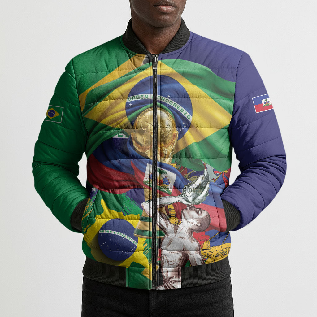 Personalized Brazil Haiti 2026 World Football Bomber Puffer Jacket Come On Boys