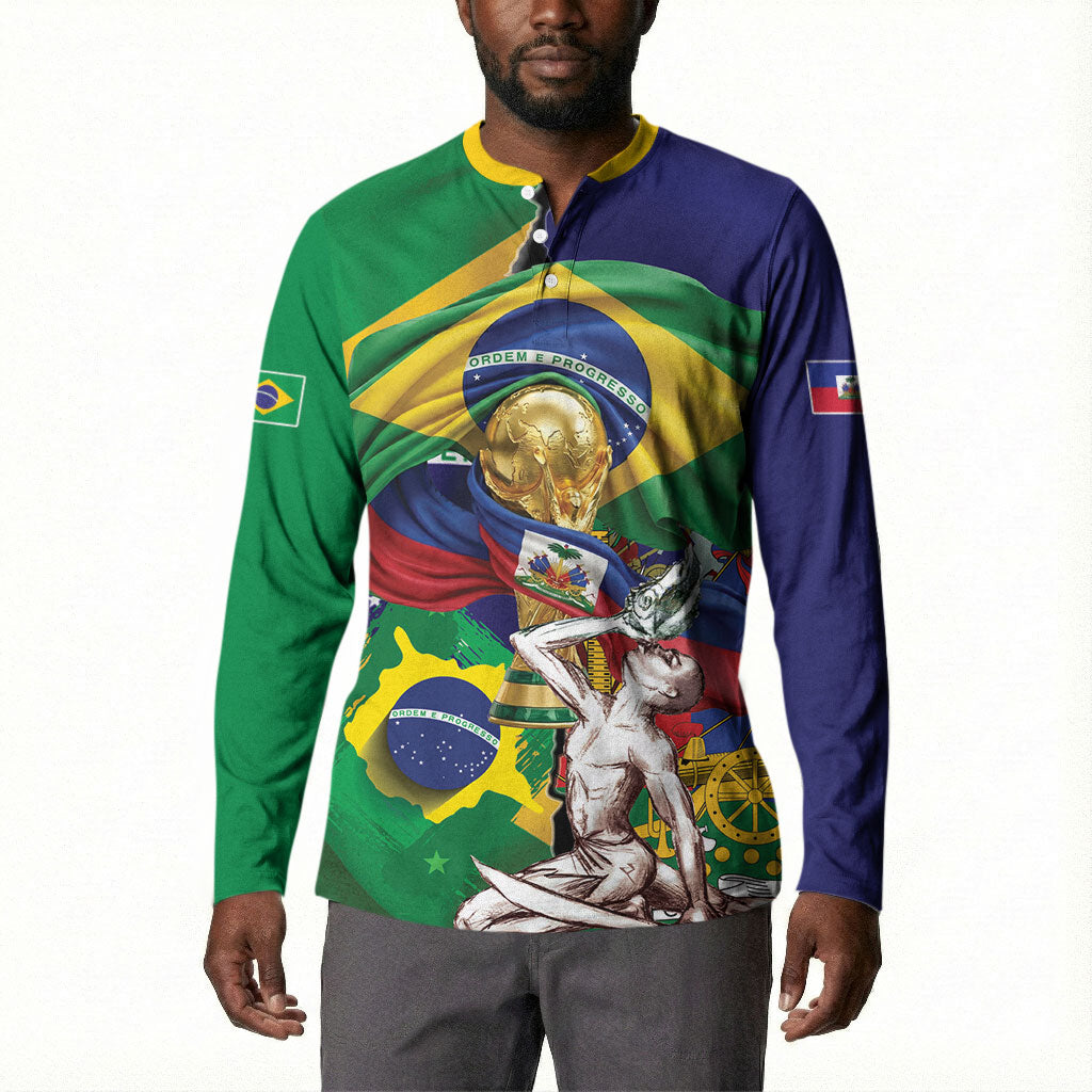 Personalized Brazil Haiti 2026 World Football Button Sweatshirt Come On Boys