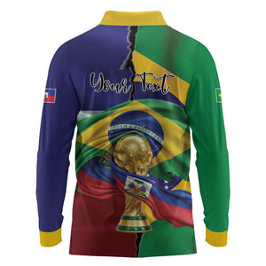 Personalized Brazil Haiti 2026 World Football Long Sleeve Polo Shirt Come On Boys