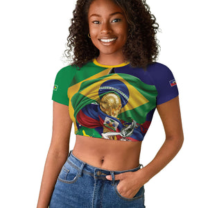 Personalized Brazil Haiti 2026 World Football Raglan Cropped T shirt Come On Boys