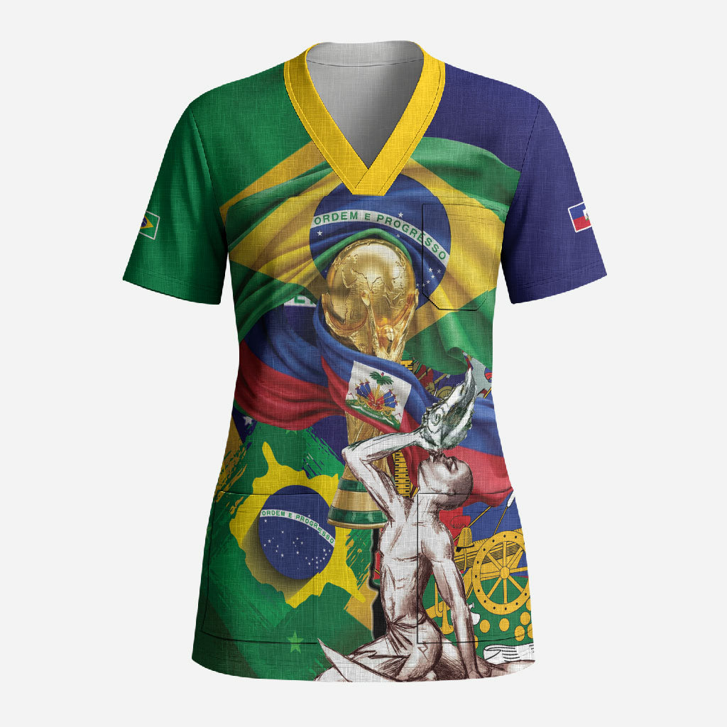 Personalized Brazil Haiti 2026 World Football Scrub Top Come On Boys