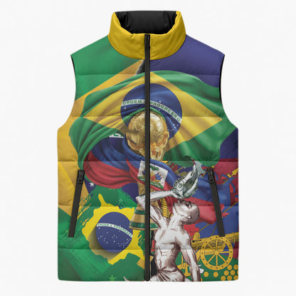 Personalized Brazil Haiti 2026 World Football Sleeveless Puffer Jacket Come On Boys