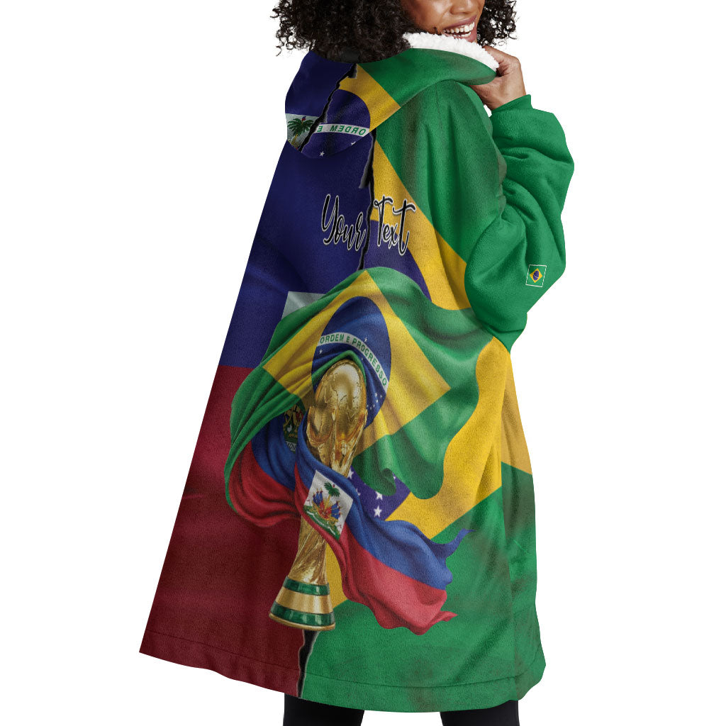 Personalized Brazil Haiti 2026 World Football Wearable Blanket Hoodie Come On Boys