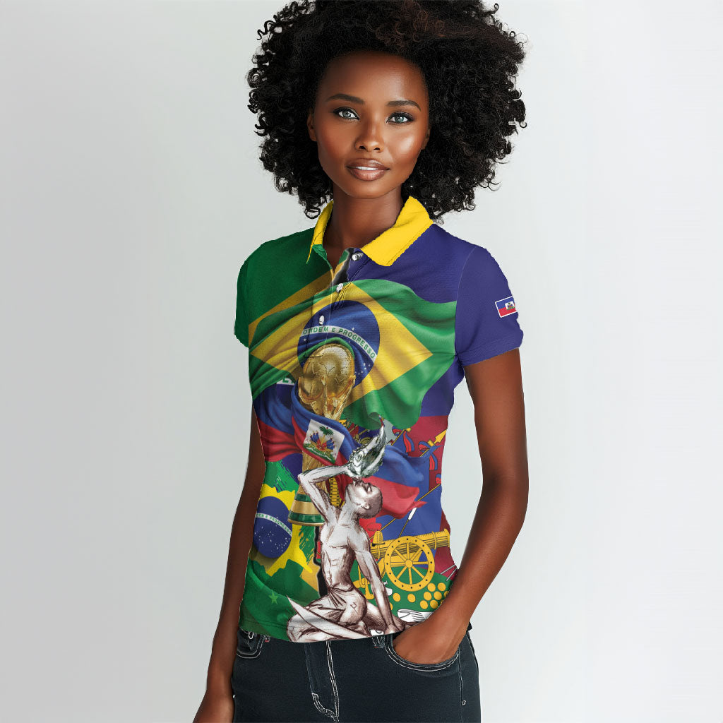 Personalized Brazil Haiti 2026 World Football Women Polo Shirt Come On Boys