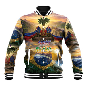 Personalized Brazil Haiti Baseball Jacket Heritage Landscape