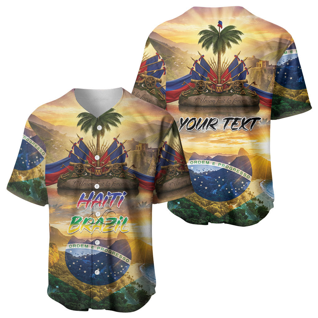 Personalized Brazil Haiti Baseball Jersey Heritage Landscape