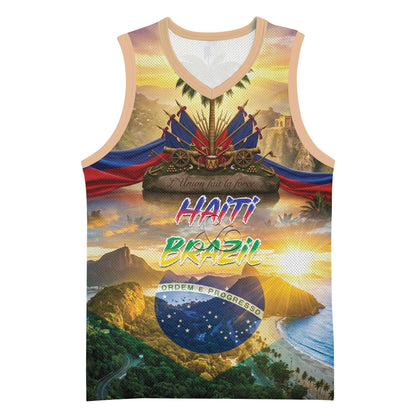 Personalized Brazil Haiti Basketball Jersey Heritage Landscape
