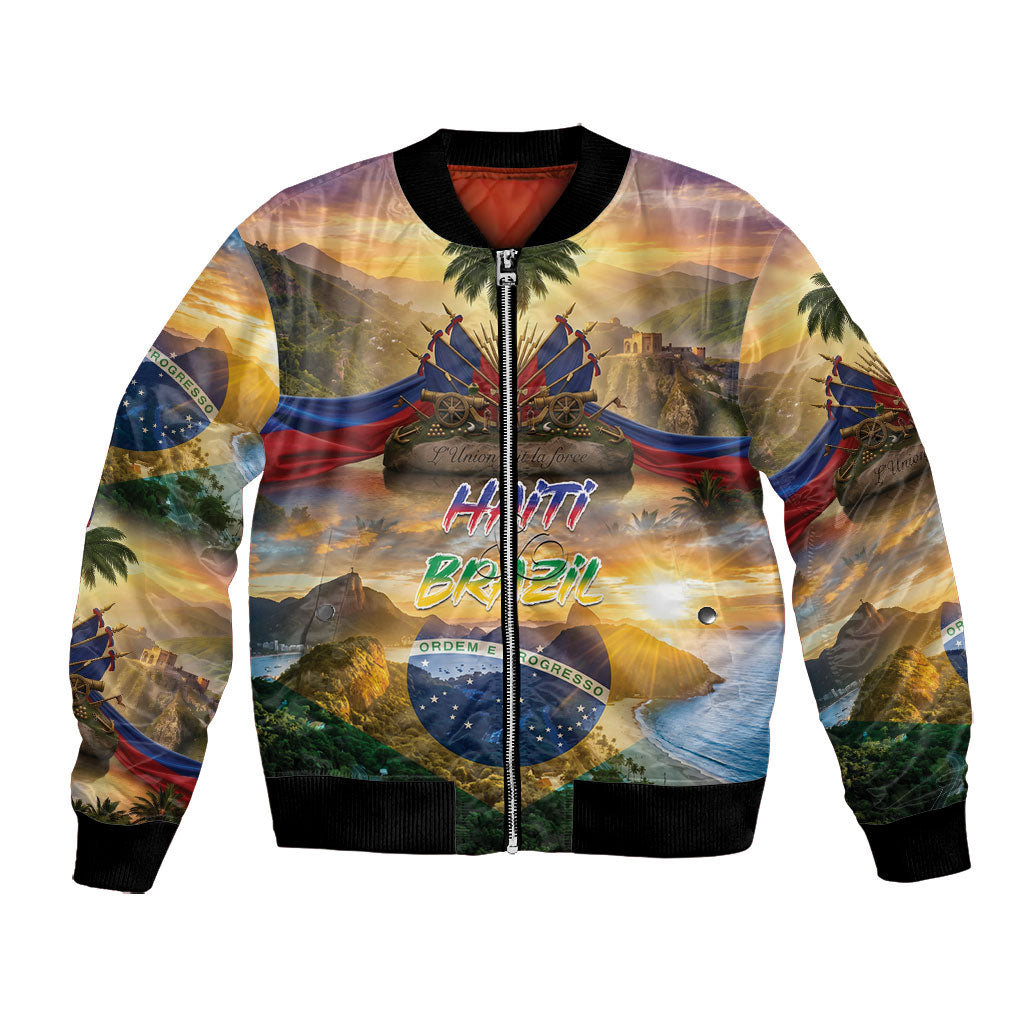 Personalized Brazil Haiti Bomber Jacket Heritage Landscape