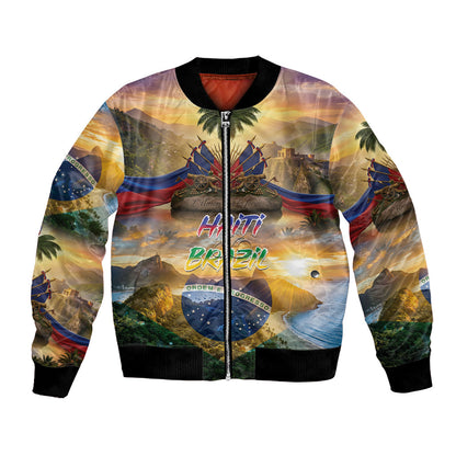 Personalized Brazil Haiti Bomber Jacket Heritage Landscape