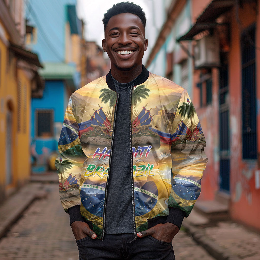 Personalized Brazil Haiti Bomber Jacket Heritage Landscape