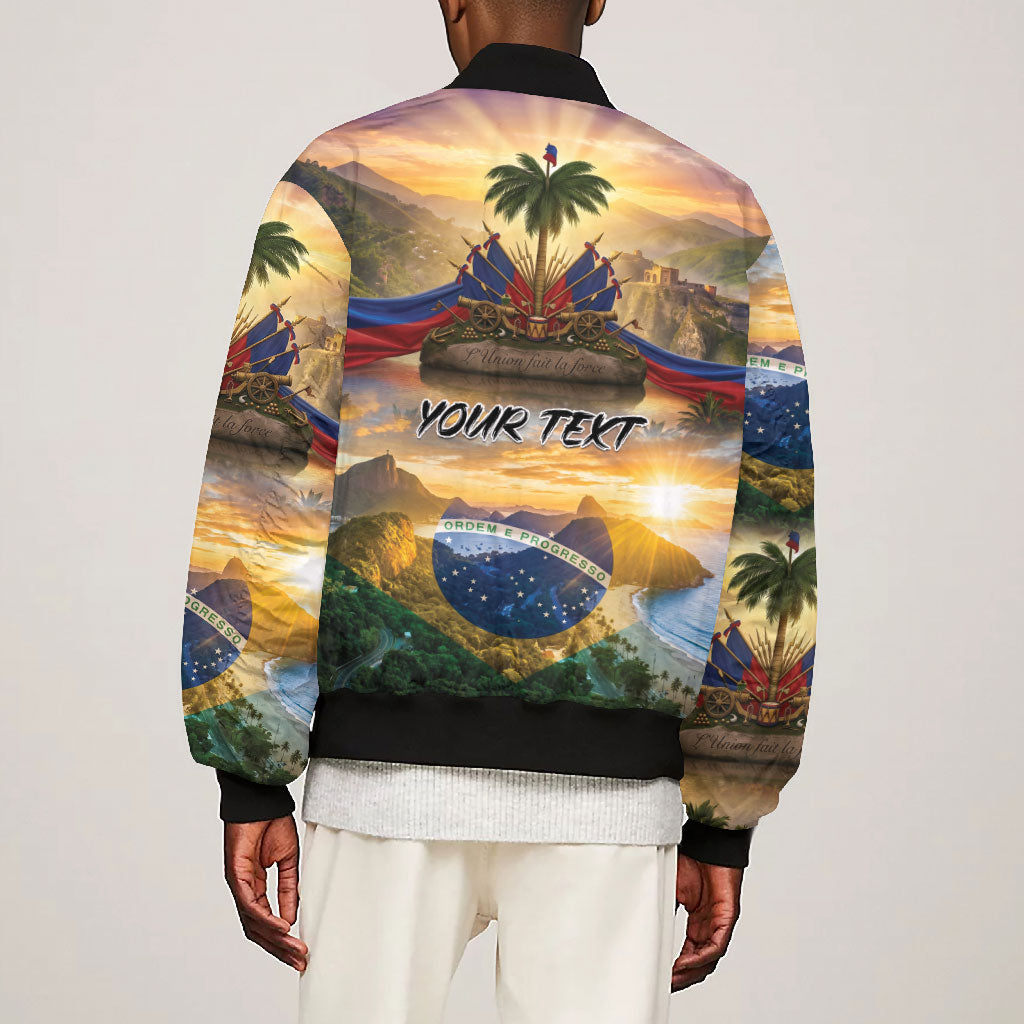 Personalized Brazil Haiti Bomber Jacket Heritage Landscape