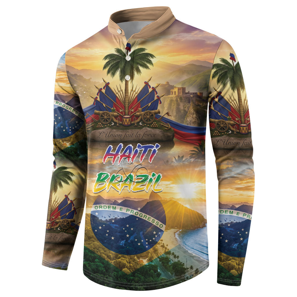 Personalized Brazil Haiti Button Sweatshirt Heritage Landscape