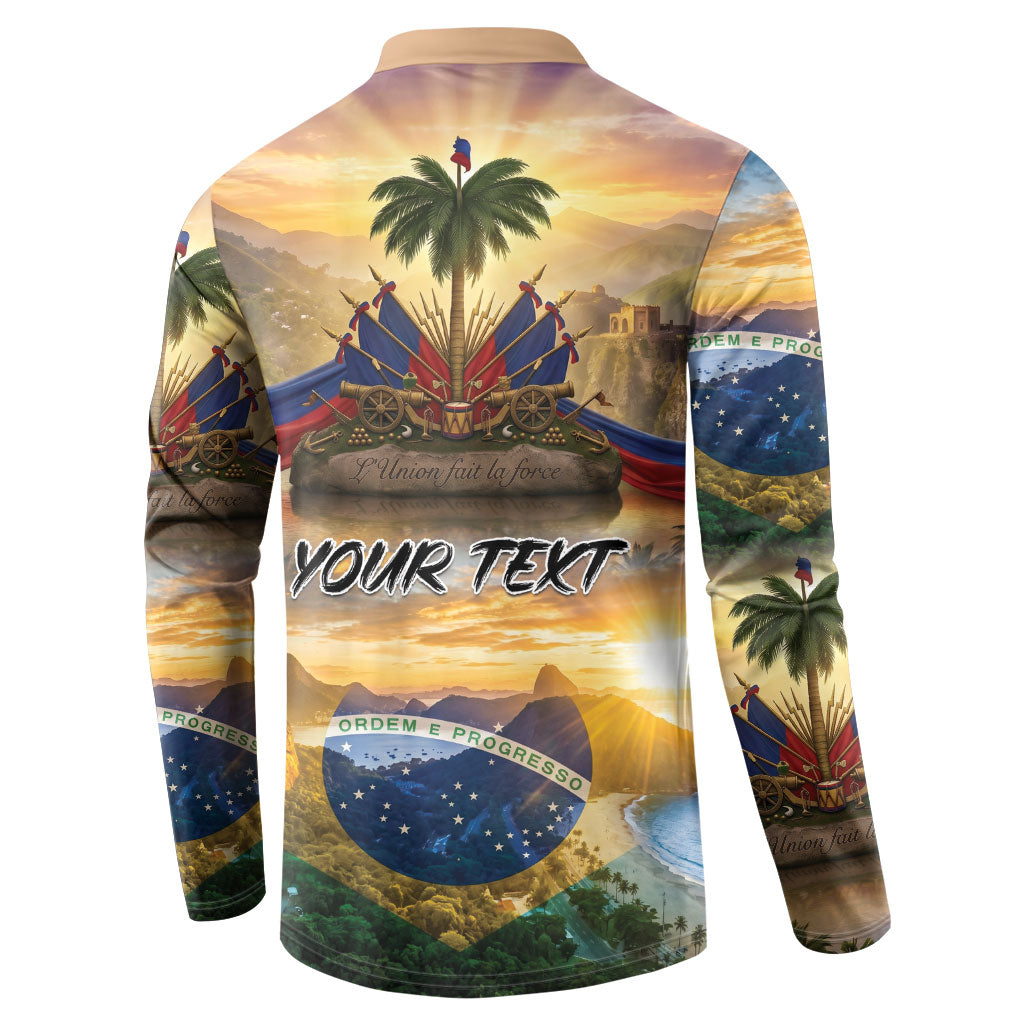 Personalized Brazil Haiti Button Sweatshirt Heritage Landscape