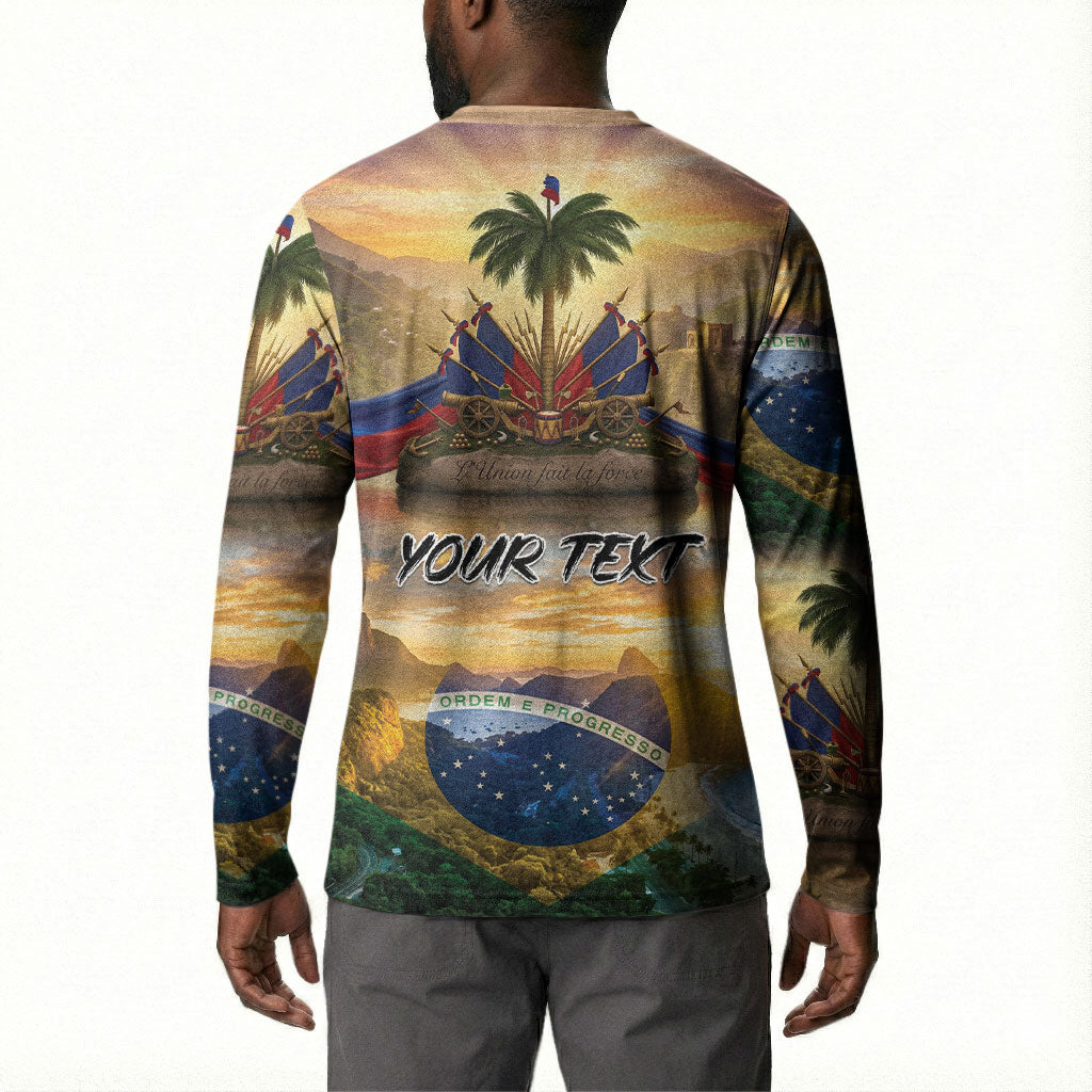 Personalized Brazil Haiti Button Sweatshirt Heritage Landscape