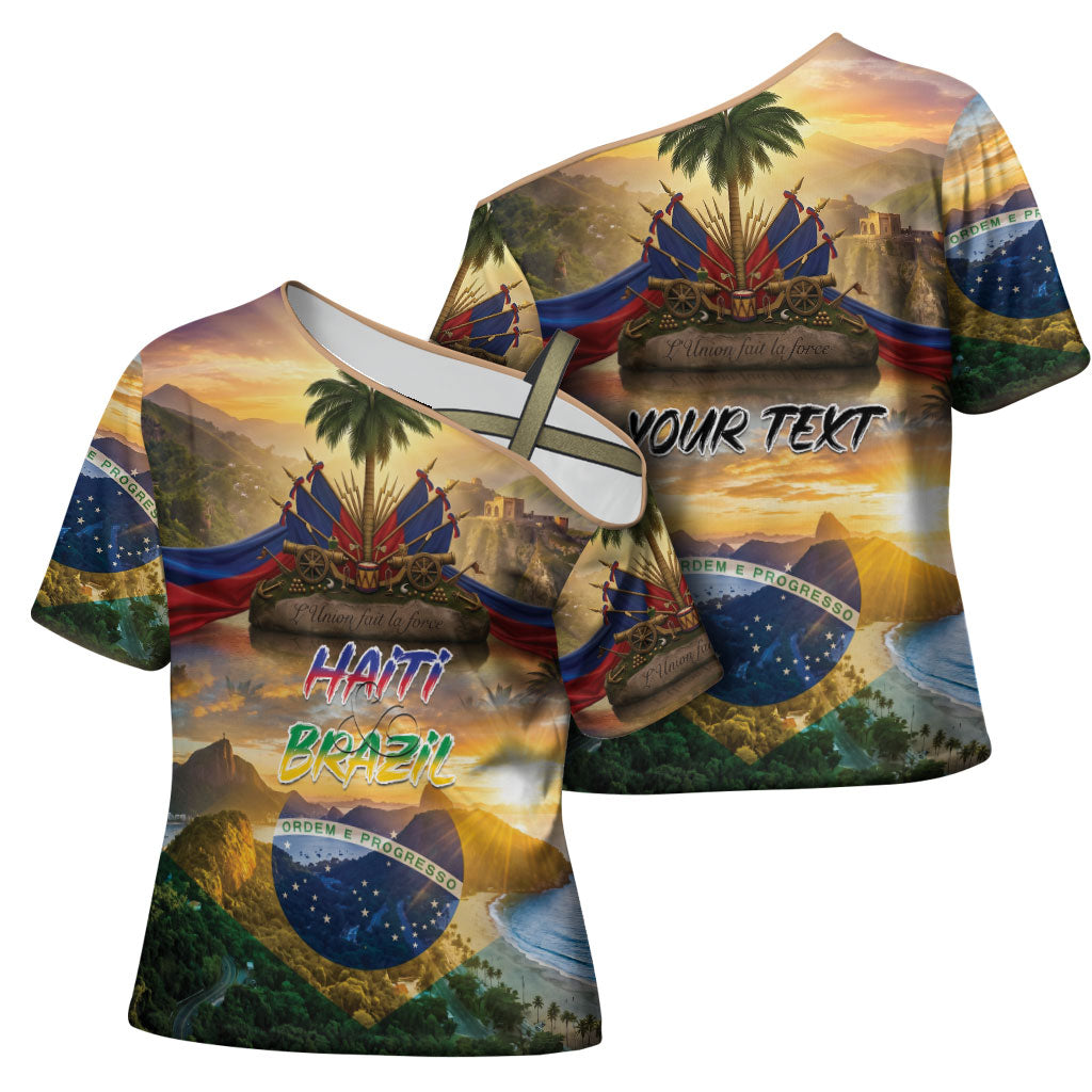 Personalized Brazil Haiti Cross Shoulder Shirt Heritage Landscape