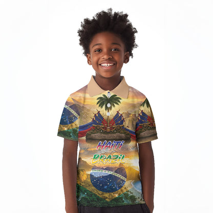 Personalized Brazil Haiti Kid Polo Shirt Heritage Landscape