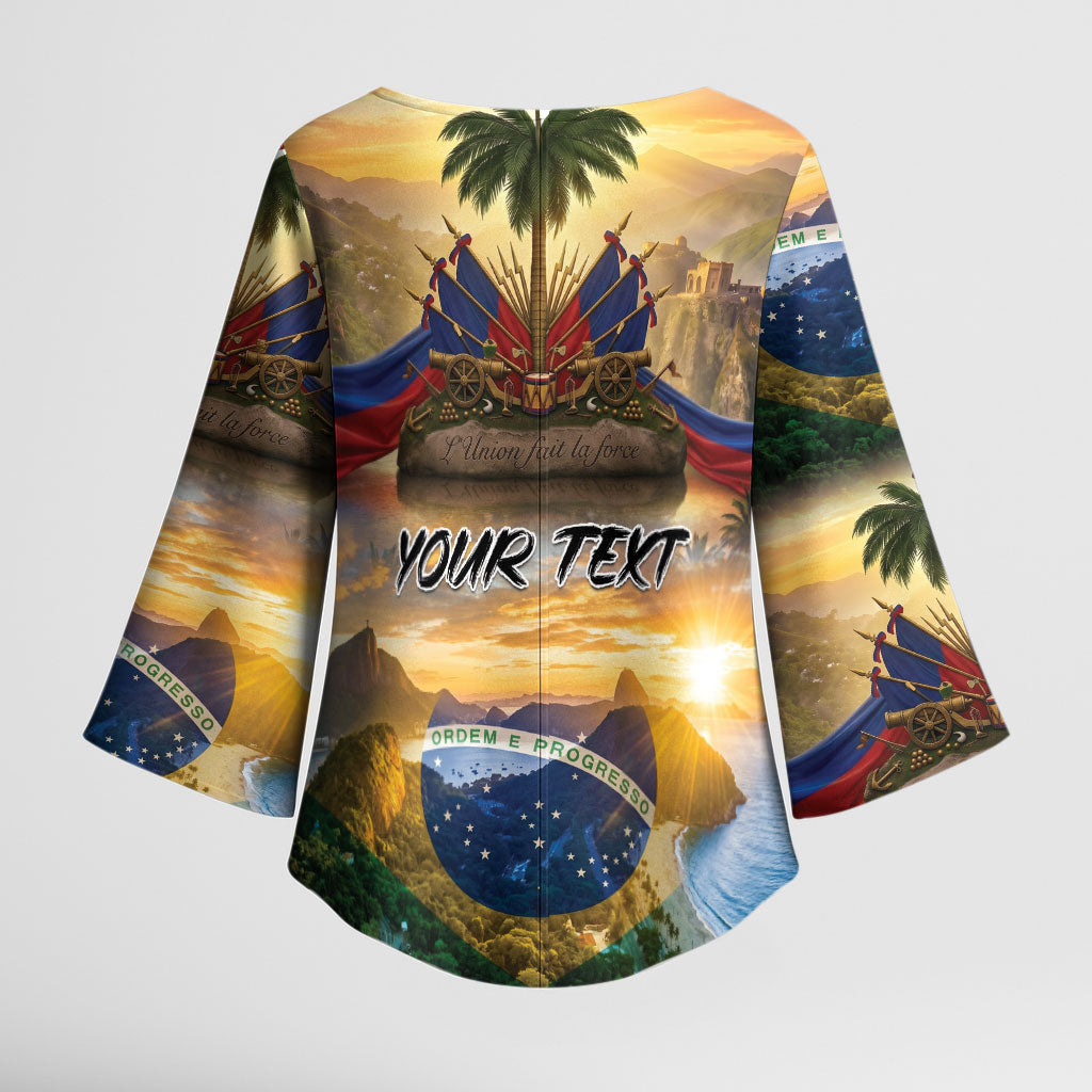 Personalized Brazil Haiti Kimono Sleeve Blouse Heritage Landscape