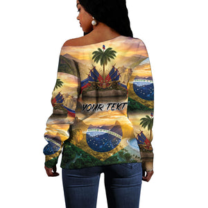 Personalized Brazil Haiti Off Shoulder Sweater Heritage Landscape