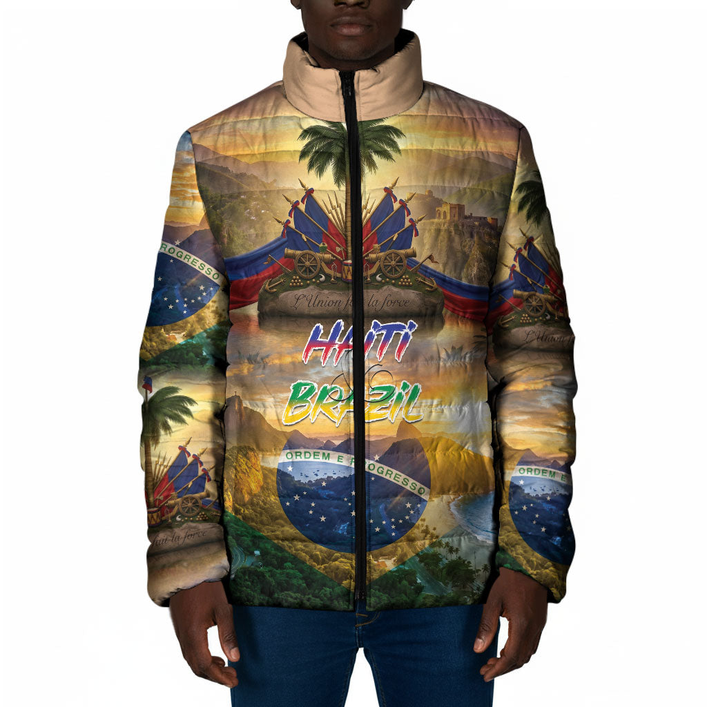 Personalized Brazil Haiti Padded Jacket Heritage Landscape