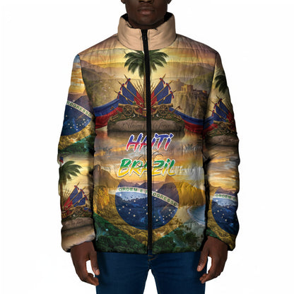 Personalized Brazil Haiti Padded Jacket Heritage Landscape