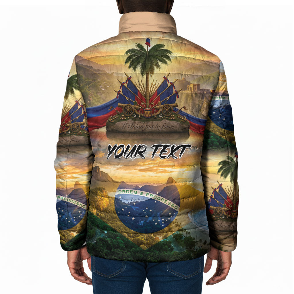 Personalized Brazil Haiti Padded Jacket Heritage Landscape