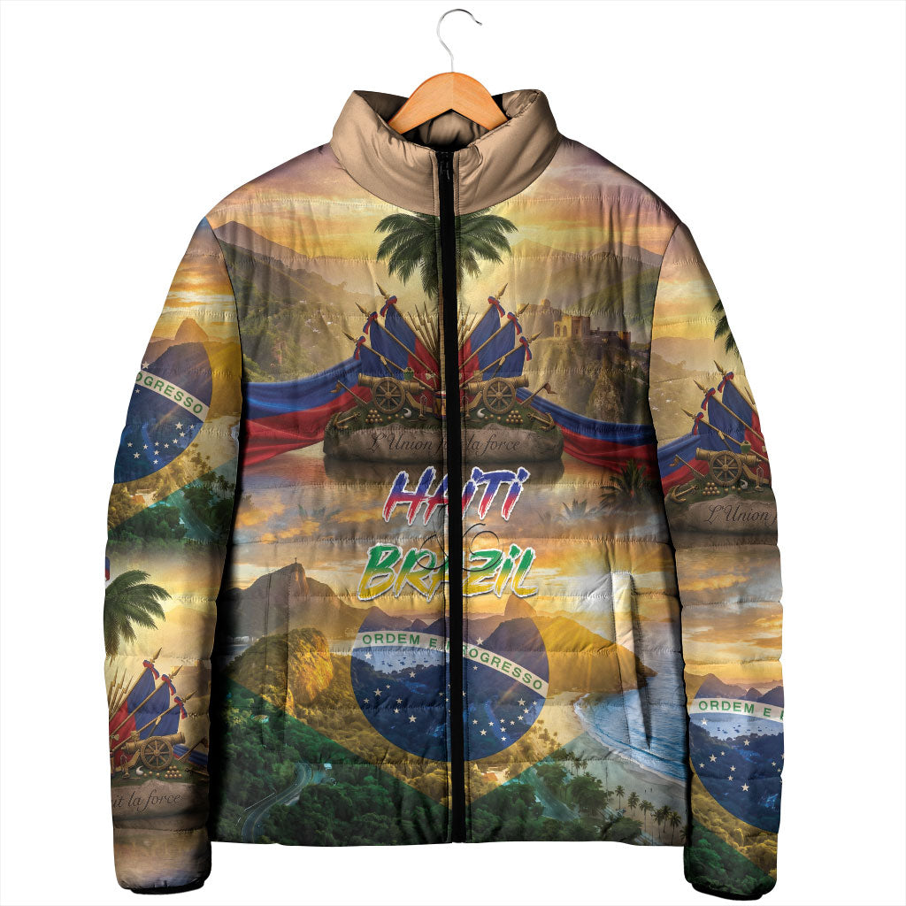Personalized Brazil Haiti Padded Jacket Heritage Landscape