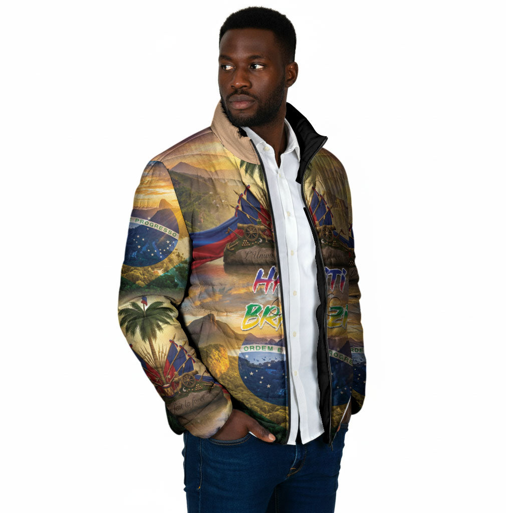Personalized Brazil Haiti Padded Jacket Heritage Landscape