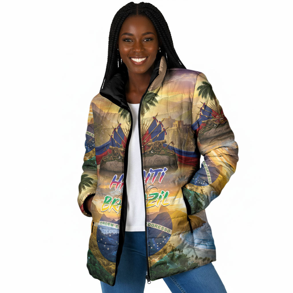 Personalized Brazil Haiti Padded Jacket Heritage Landscape