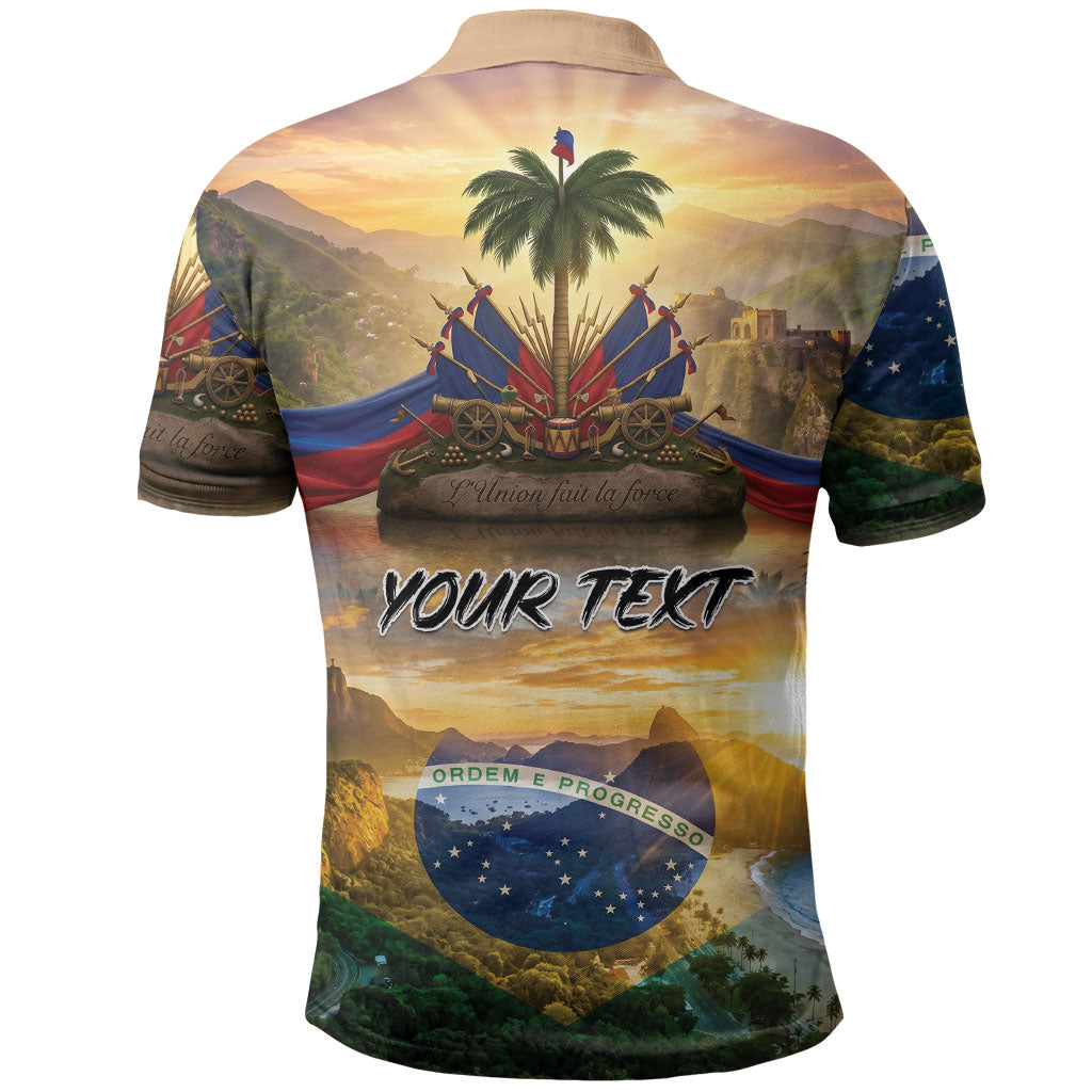 Personalized Brazil Haiti Polo Shirt Heritage Landscape