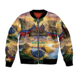 Personalized Brazil Haiti Sleeve Zip Bomber Jacket Heritage Landscape